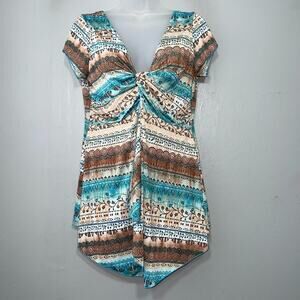 Zoey Beth Size XL Asymmetrical Twist Tunic Top Babydoll Boho Y2K Tribal Fairy